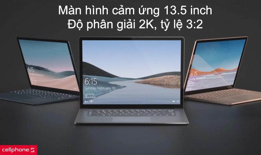 Màn hình cảm ứng 13.5 inch, độ phân giải 2K, tỷ lệ 3:2