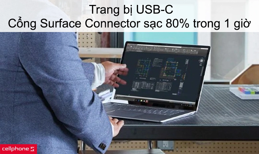 Trang bị USB-C, cổng Surface Connector sạc 80% trong 1 giờ