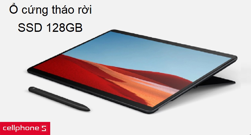 Ổ cứng tháo rời tiện lợi, ổ cứng 128GB cho khả năng lưu trữ lớn