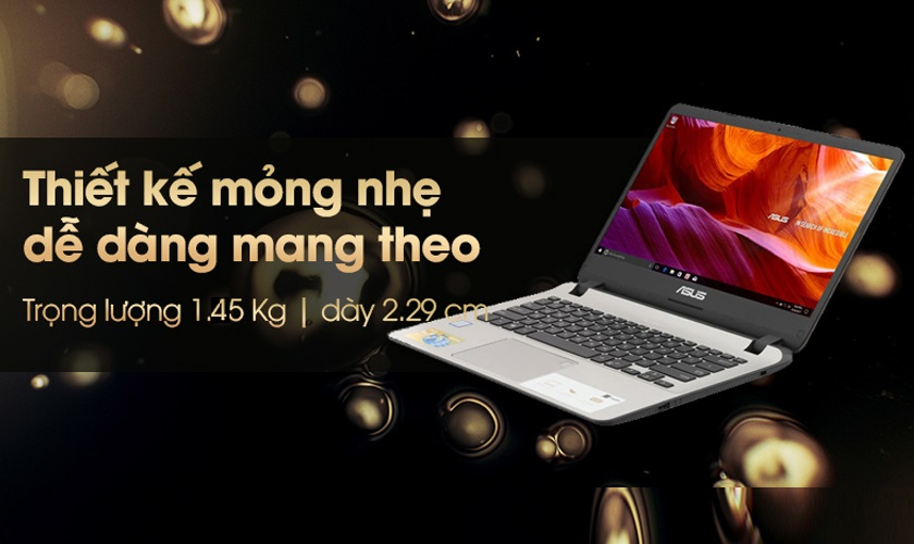 Thiết kế vỏ nhựa chắc chắn, đường viền bo tròn, trọng lượng 1.45kg