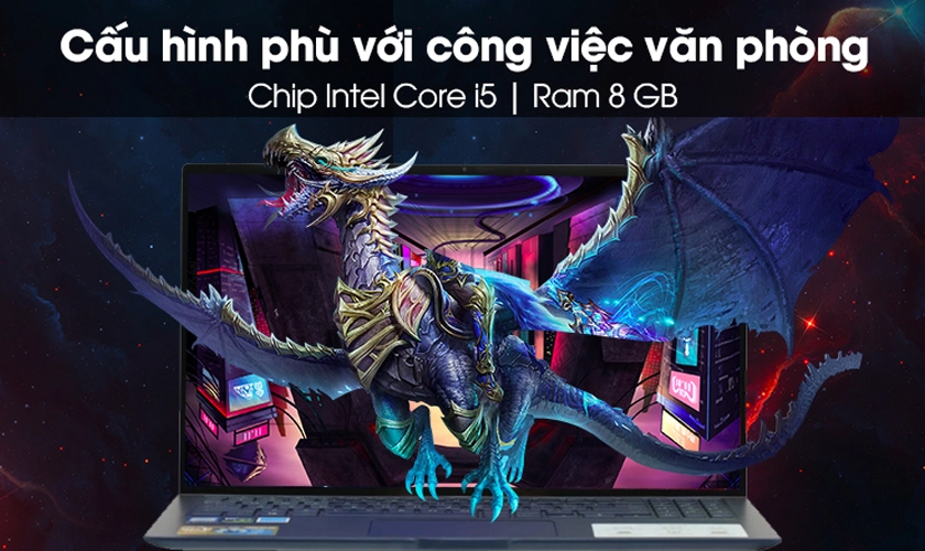 Hiệu năng mạnh với chip Intel Core i5 8265U, RAM 8GB, ổ cứng SSD 256GB
