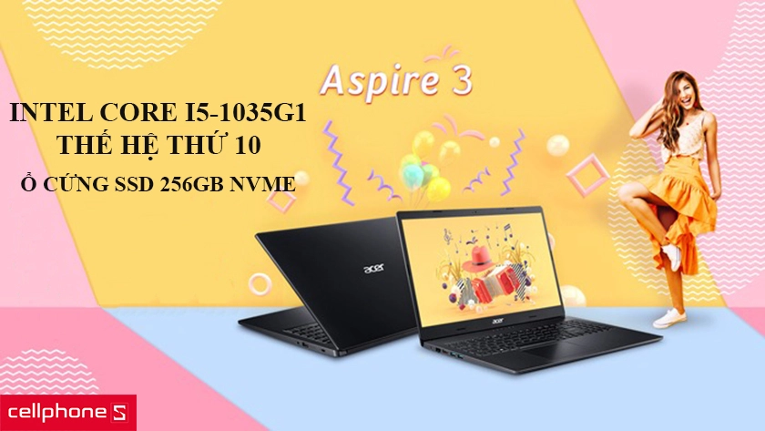 Hiệu năng mạnh với chip Intel Core i5-1035G1 thế hệ thứ 10