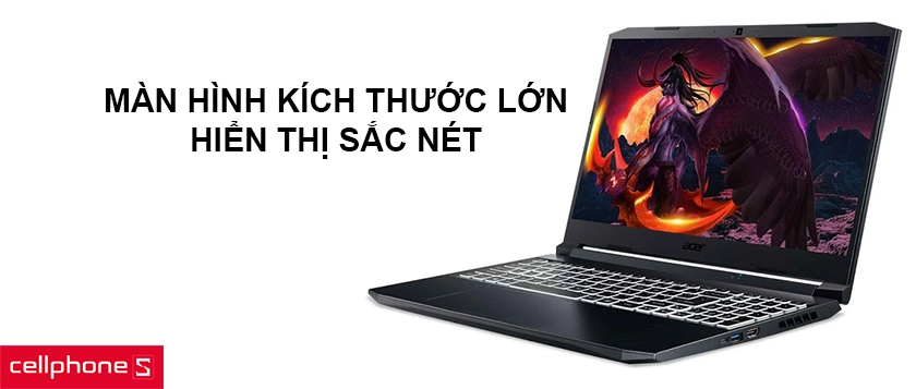 Màn hình kích thước chuẩn 15,6 inch, hiển thị sắc nét