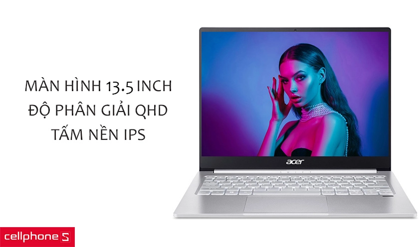 Màn hình 13.3 inch nhỏ gọn, chi tiết sống động