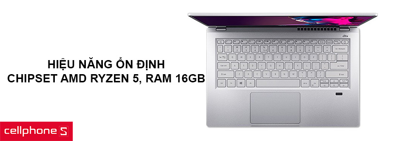Hiệu năng ổn định với chipset AMD Ryzen 5, RAM 16GB