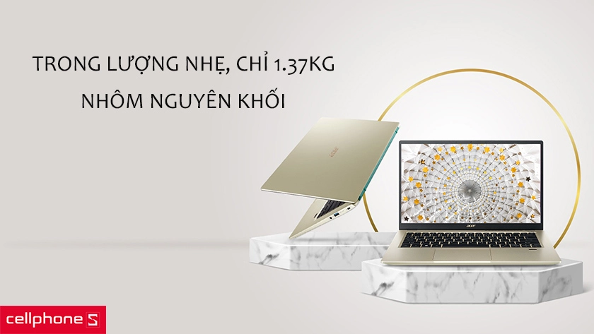 rọng lượng máy cũng rất nhẹ, chỉ 1.37kg