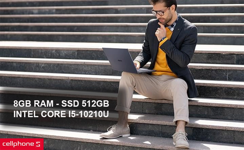 Hiệu năng cao với 8GB RAM cùng chip Intel Core i5-10210U thế hệ 10
