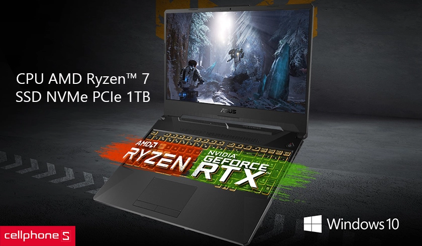 Hoạt động mượt mà với chip AMD Ryzen, dung lượng RAM lớn