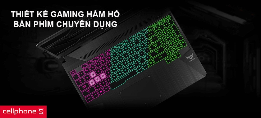 Thiết kế gaming hầm hố, bàn phím chuyên dụng