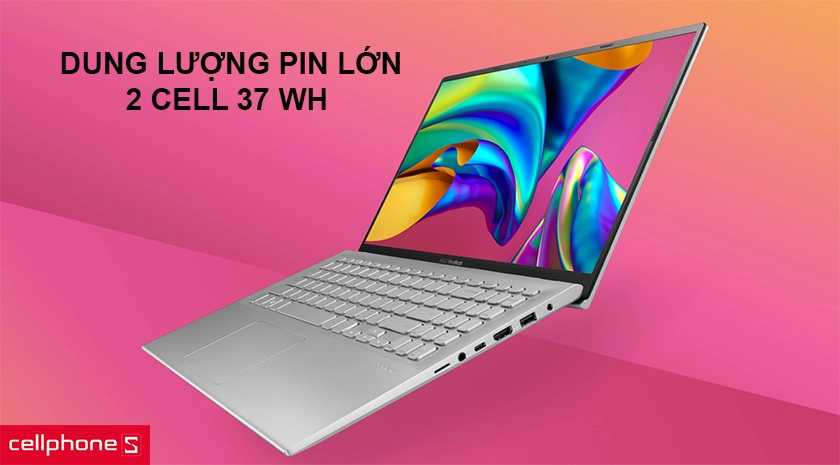 Dung lượng pin lớn 2 cell 37 Wh cho thời gian sử dụng lâu dài