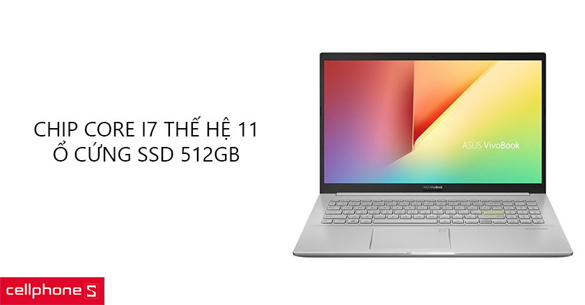 Hiệu năng mạnh với chip core i7 thế hệ 11, ổ cứng SSD 512GB