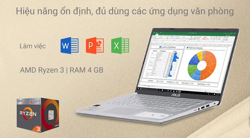 Cấu hình cao với chip AMD Ryzen 3, 4GB RAM