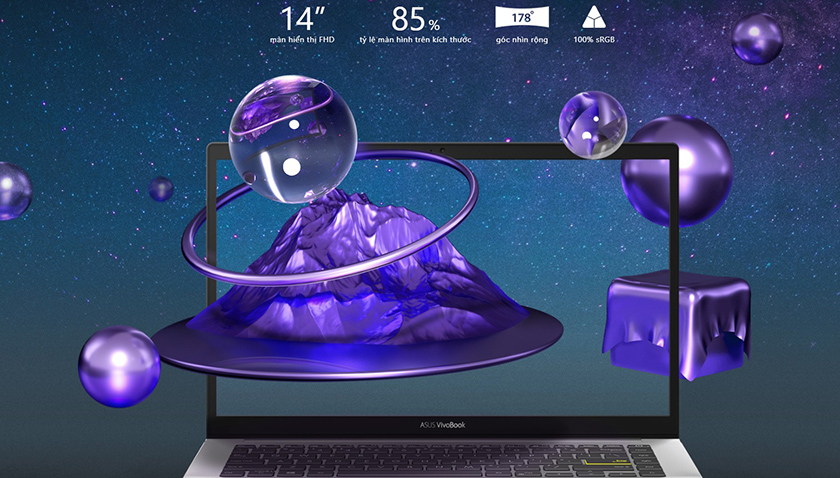 Màn hình 14 inch nhỏ gọn, tỉ lệ hiển thị lớn
