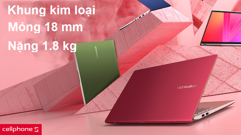 Thiết kế khung kim loại, trọng lượng nhẹ chỉ 1.8 kg