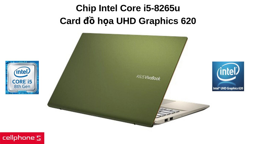 Hiệu năng vượt trội với chip Intel Core i5 và đồ họa UHD Graphics 620