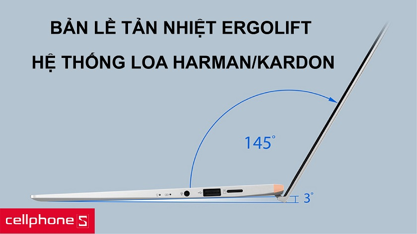 Bản lề Ergolift cho khả năng tản nhiệt tốt cùng hệ thống âm thanh SonicMaster
