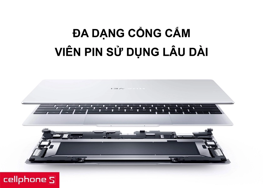 Đa dạng cổng, khe cắm thoải mái kết nối và sở hữu viên pin cực tốt, cao cấp