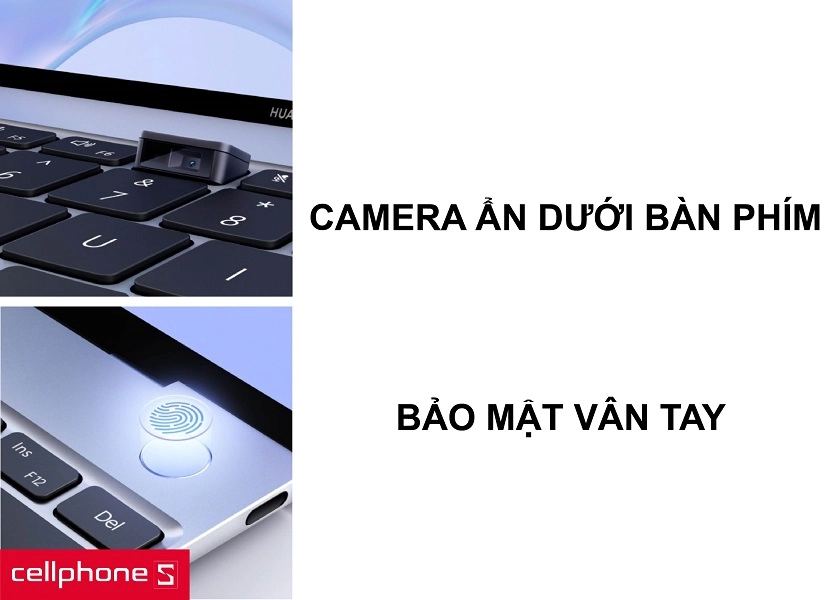Bảo mật vân tay đa năng cùng camera ẩn dưới bàn phím độc đáo