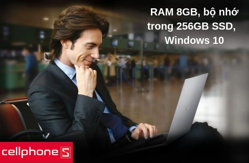  RAM 8GB bộ nhớ trong 256GB SSD, sử dụng hệ điều hành Windows 10