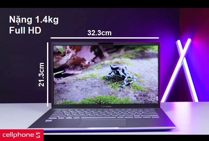 Thiết kế gọn nhẹ chỉ 1.4kg và màn hình full HD chống lóa