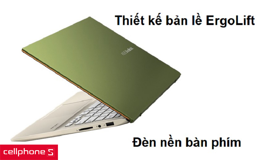 Thiết kế bản lề ErgoLift cùng bàn phím hỗ trợ đèn nền