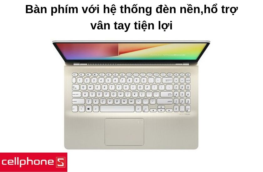 Bàn phím hỗ trợ hệ thống đèn nền, bảo mật dấu vân tay tiện lợi