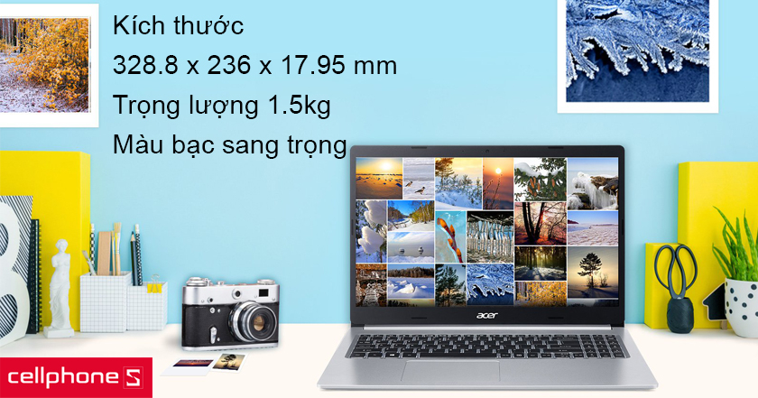 Thiết kế sang trọng, gọn nhẹ với vỏ nhôm và họa tiết xước phay cùng độ mỏng 17.95 mm