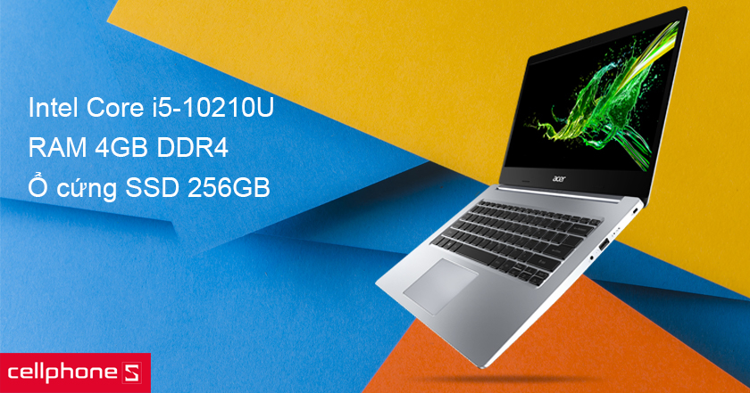 CPU Intel thế hệ thứ 10 i5-10210U, RAM 4GB DDR4, ổ cứng 256GB SSD mang đến sức mạnh ấn tượng