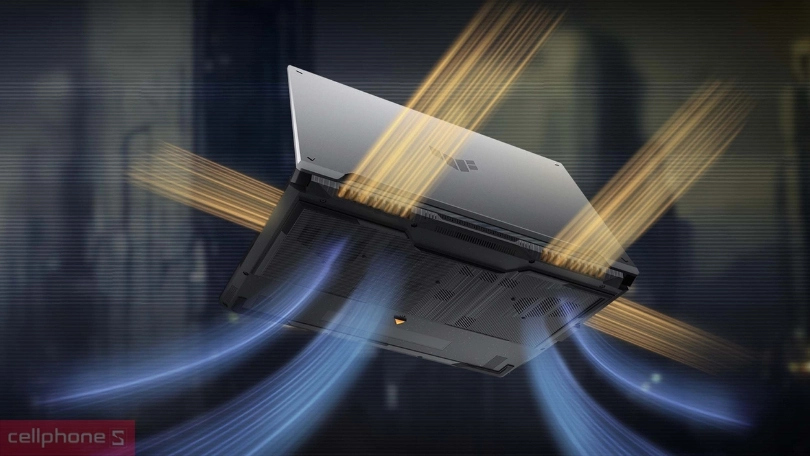 Hệ thống cổng kết nối và pin của laptop Asus Tuf Gaming F16 FX607JU-N3139W