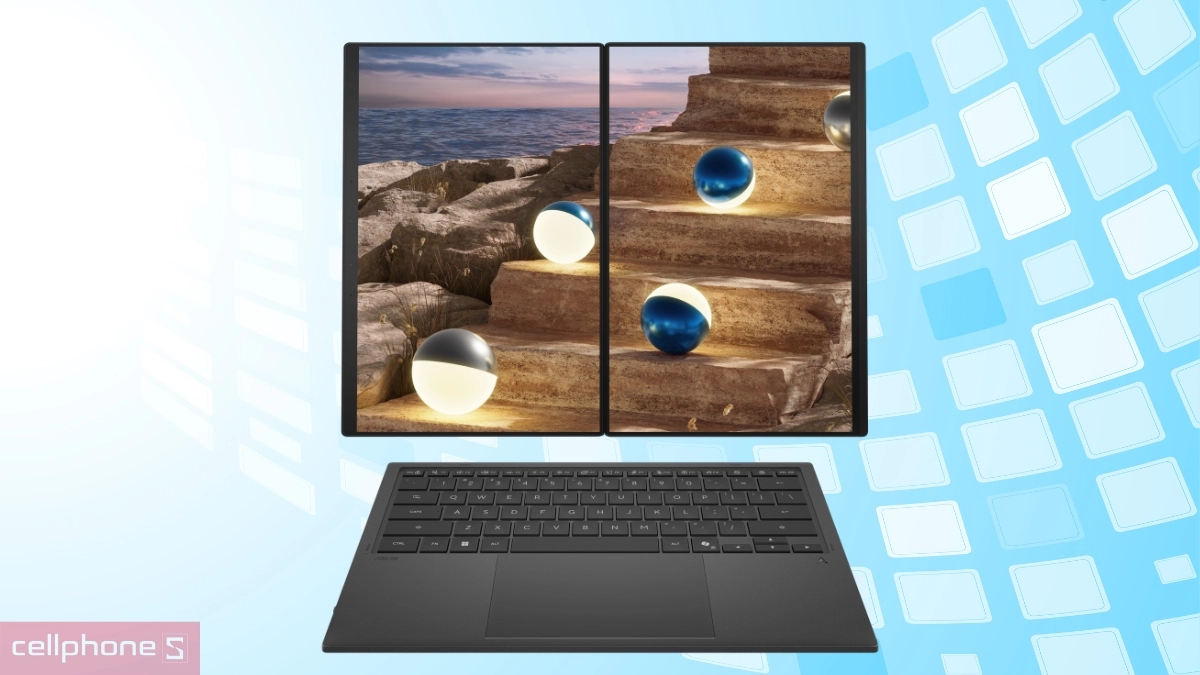 Hai màn hình OLED 3K của Laptop Asus Zenbook Duo UX8407AA-SN439WS