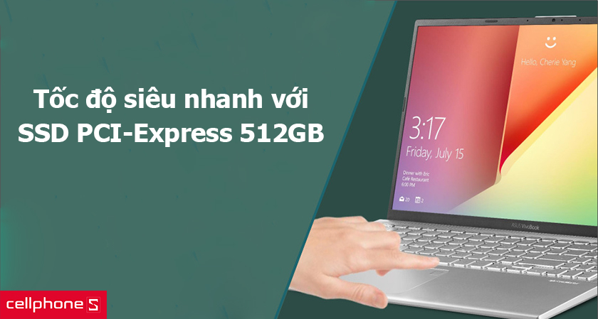 Tốc độ siêu nhanh với SSD 512GB