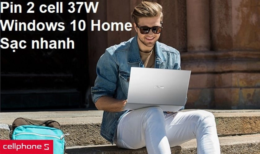 Pin 2 cell 37W sạc nhanh và sử dụng hệ điều hành Windows 10 Home