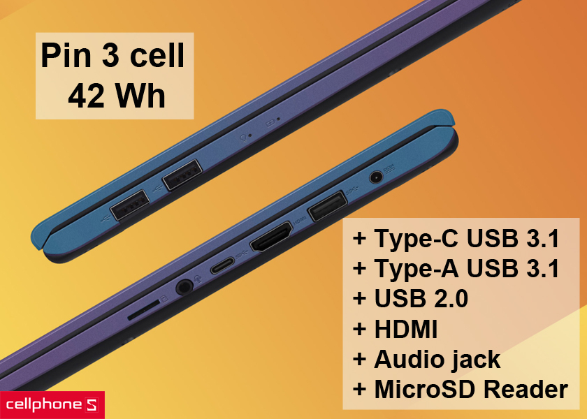 Được trang bị đầy đủ cổng kết nối thông dụng và công nghệ bảo vệ pin