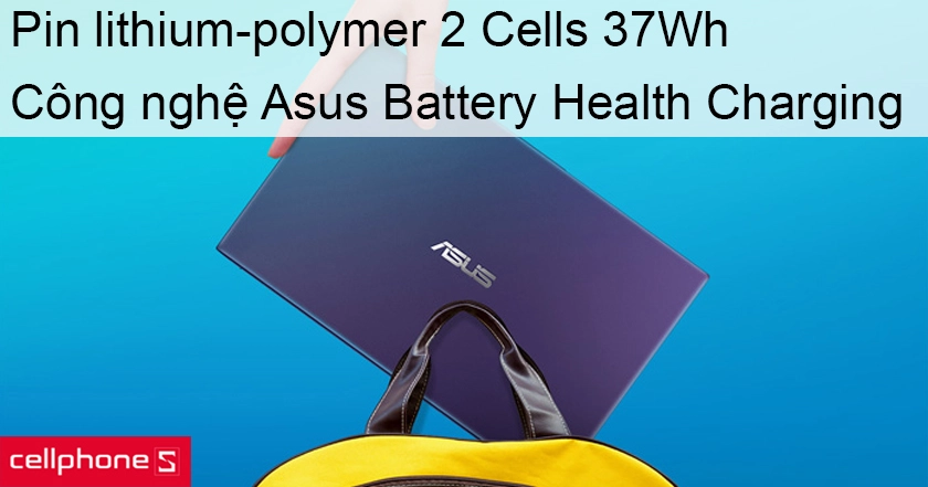 Pin 2 Cells 37Wh cho thời lượng sử dụng lâu hơn