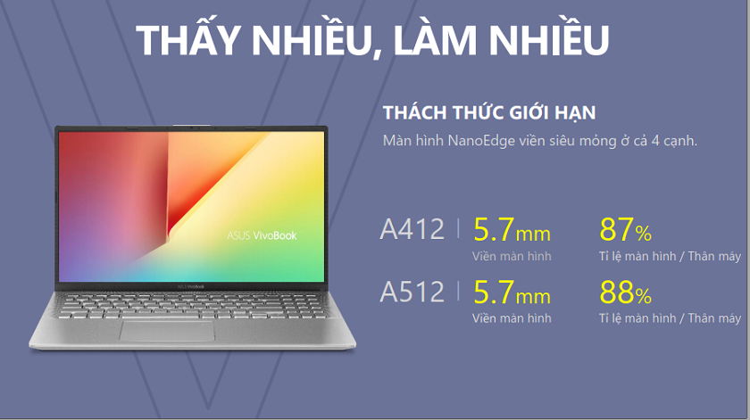 Màn hình 15.6 inch Full HD, viền siêu mỏng NanoEdge, góc nhìn rộng 178 độ