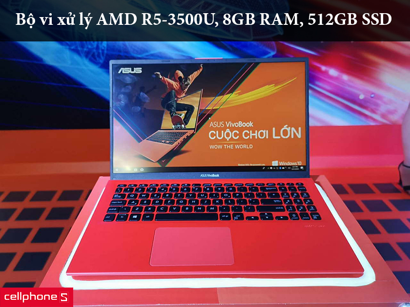 Hiệu năng mạnh mẽ chạy trên bộ vi xử lý AMD R5-3500U, 8GB RAM, 512GB SSD