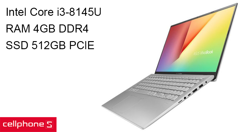 Hiệu năng ấn tượng với bộ vi xử lý Intel Core i3-8145U Processor, RAM 4GB và ổ cứng SSD 512GB PClE trên hệ điều hành Windows 10