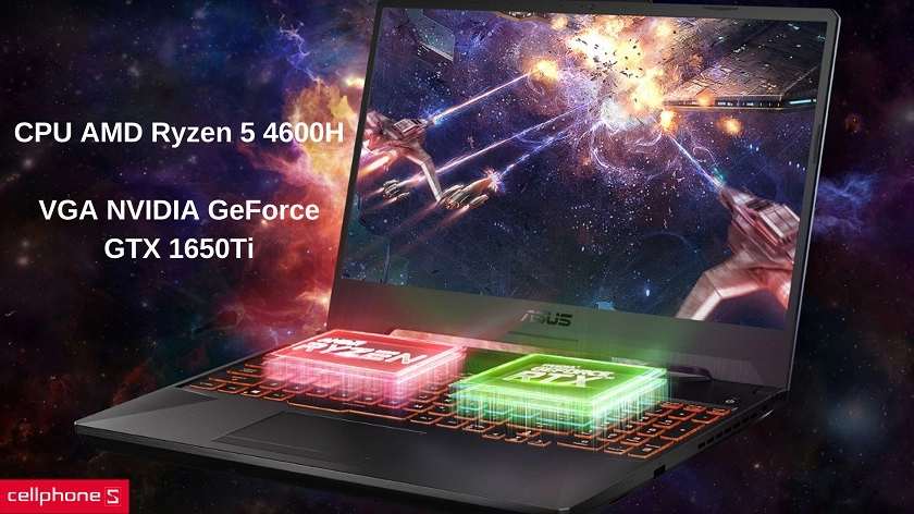 Vi xử lý AMD Ryzen™ 5 4600H cùng card đồ họa NVIDIA GeForce GTX 1650Ti vận hành trơn tru mọi tựa game