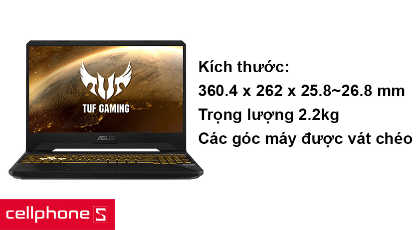 Kích thước 360.4 x 262 x 25.8~26.8 mm và trọng lượng 2.2 kg