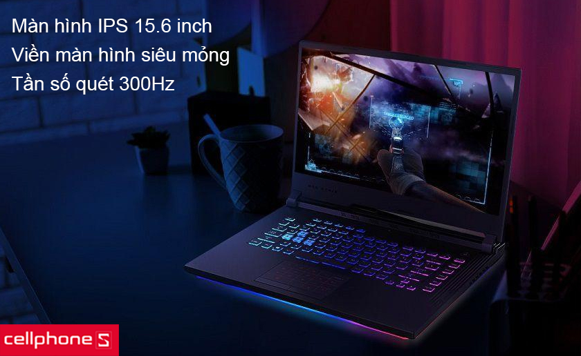 Màn hình IPS Full HD 15.6 inch với viền màn hình mỏng và tần số quét 300Hz ấn tượng