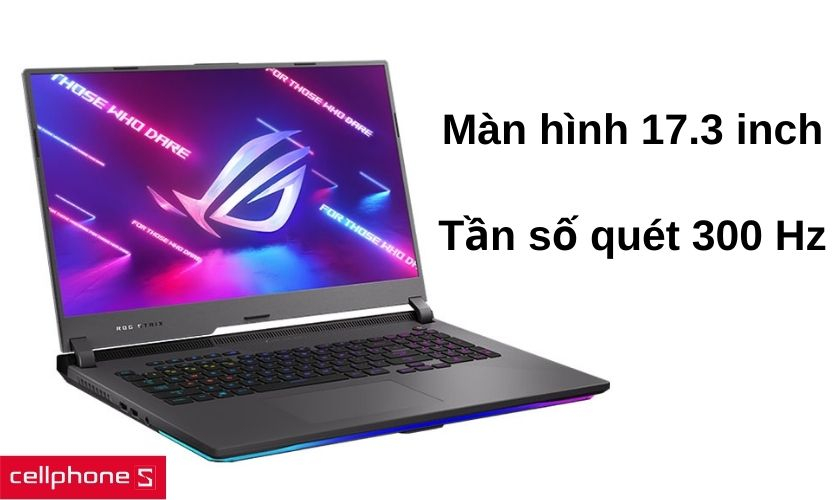 Màn hình 17.3 inch với tần số quét lên đến 300 Hz