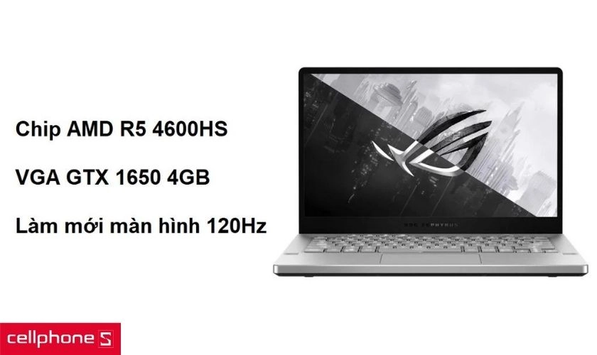 Vi xử lí AMD Ryzen 5 4600HS và VGA GTX 1650 4GB cùng màn hình 120Hz