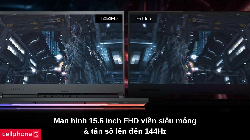 Màn hình 15.6 inch tần số đến 144Hz, bàn phím đèn RGB rực rỡ & nổi bật