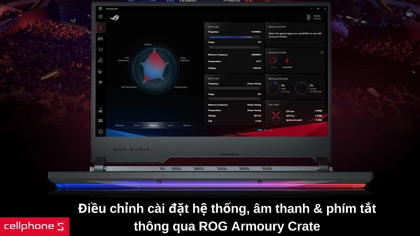 Âm thanh sống động từ ASUS Sonic Studio, tùy chỉnh thiết lập laptop qua Armoury Crate