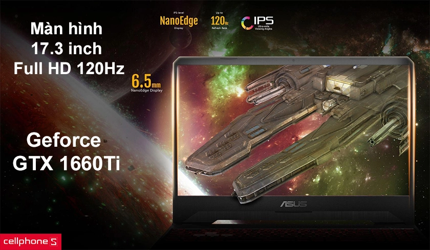 Màn hình 17.3 inch Full HD 120Hz, card Geforce GTX 1660Ti