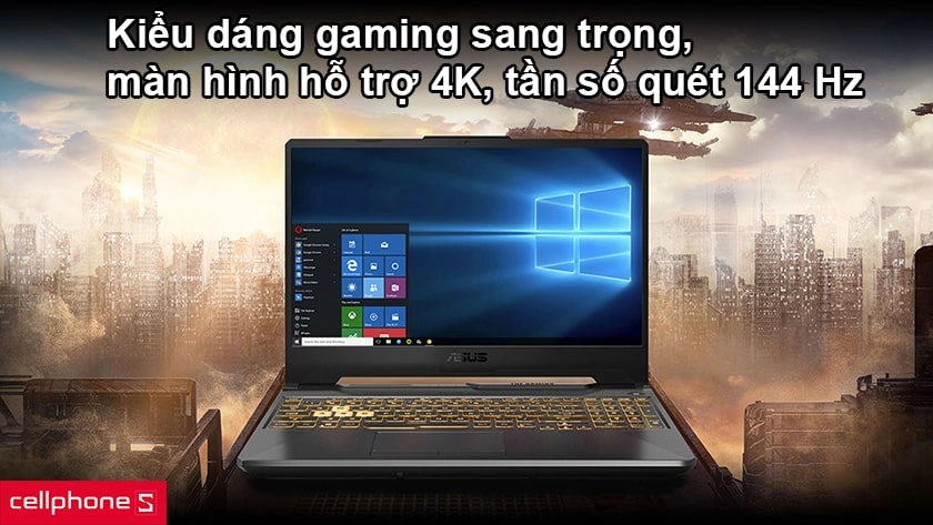 Kiểu dáng gaming sang trọng, màn hình hỗ trợ 4K, tần số quét 144 Hz