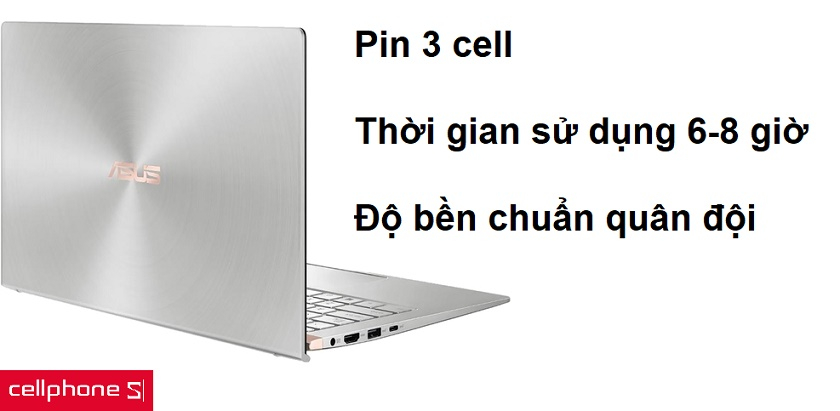 Trang bị pin 3 cell chất lượng cao cùng độ bền tiêu chuẩn quân đội