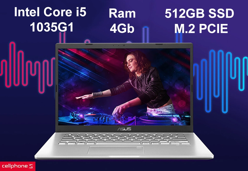 Intel Core i5-1035G1, RAM 4GB DDR4, 512GB SSD M.2 PCIE tốc độ cao