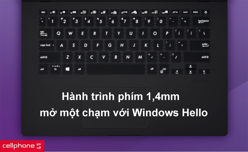 Hành trình phím 1,4mm, mở khóa một lần chạm với Windows Hello