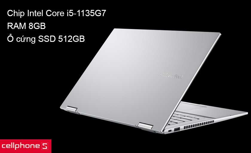 Hiệu năng mạnh mẽ với vi xử lý Intel Core i5-1135G7, RAM 8GB, ổ cứng SSD 512GB